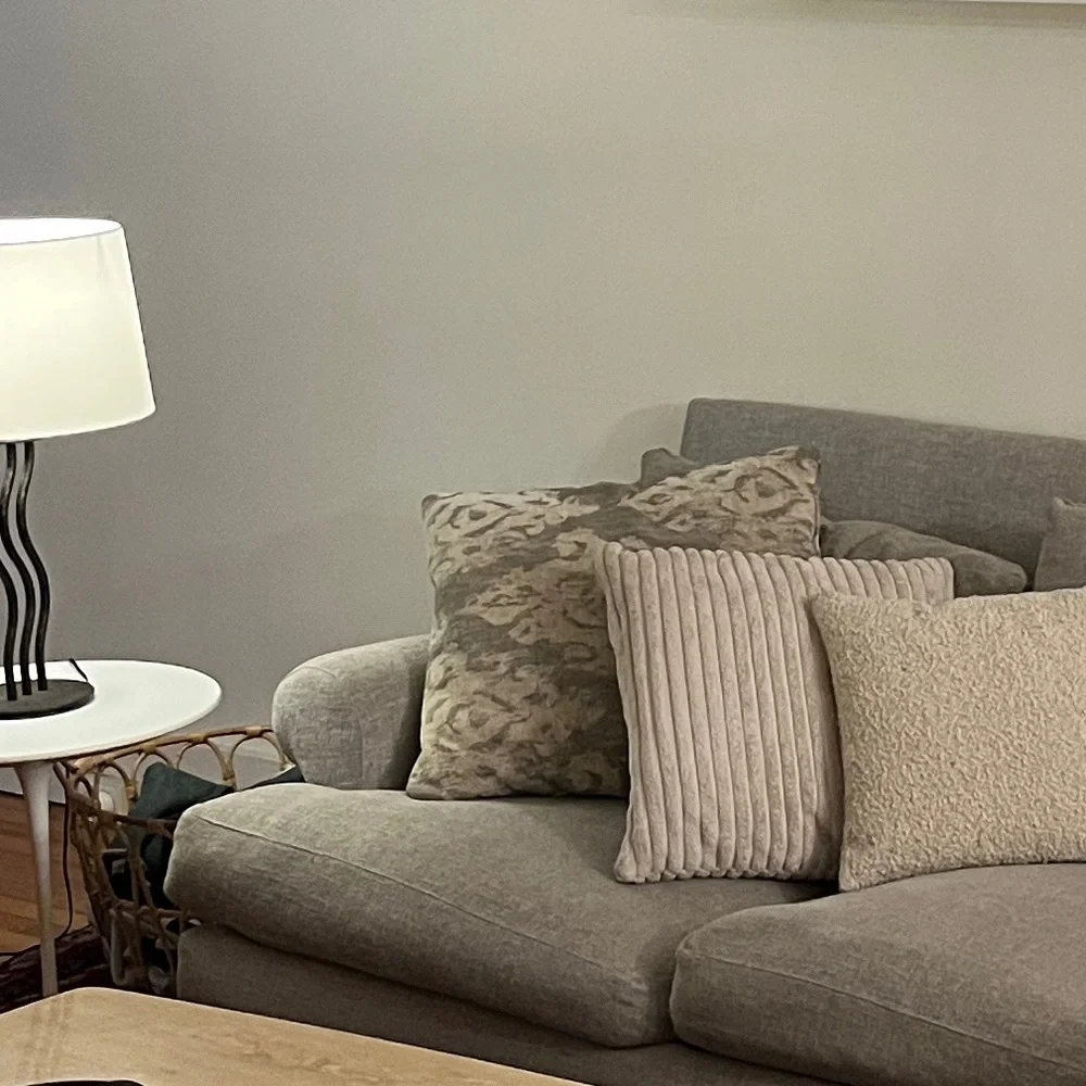 Gray and Cream Ikat Patterned Throw Pillow Covers (2) 24x24" - Picture 3 of 4